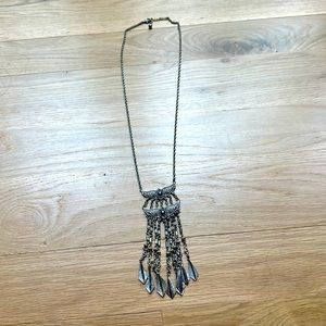 Unique black and silver long necklace